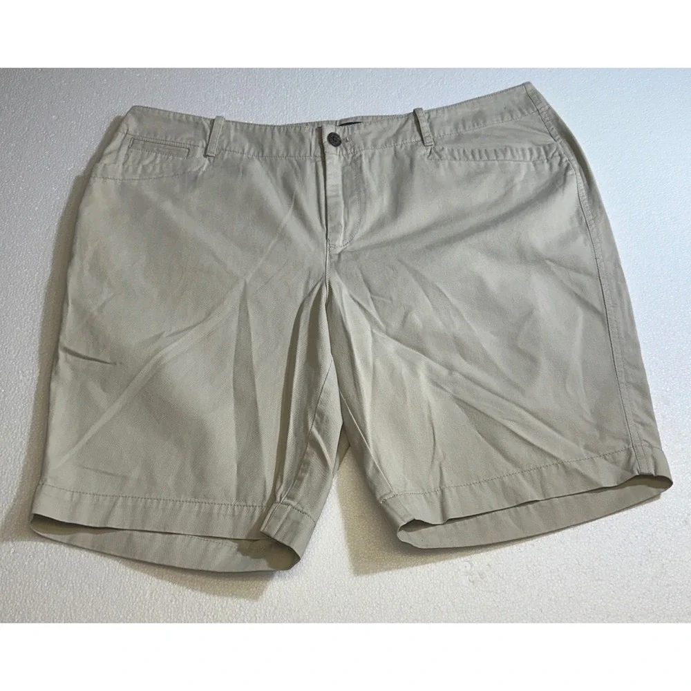 Lauren Ralph Lauren Khaki Chino Shorts‎ Tan Cotton Twill 14W 1292866